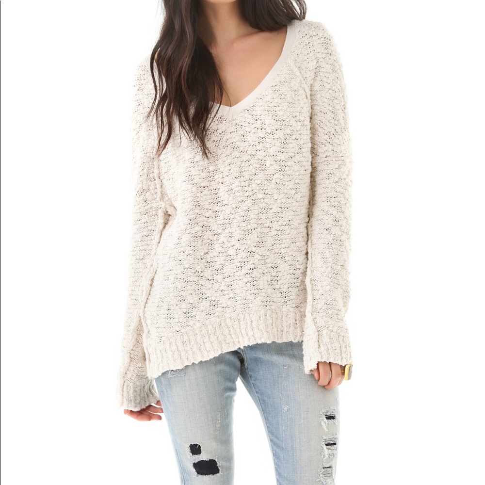Free People white popcorn sweater - Picture 3 of 5